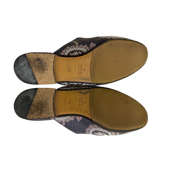 Gucci Princetown Brocade Horsebit Mules Sz 38 - Picture 10 of 11